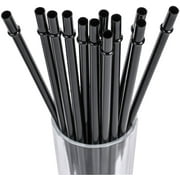 DAKOUFISH 12 Inch Black Plastic Reusable Tritan Plastic Drinking Straws Extra Long for Tall Big Tumblers,Dishwasher safe,Set of 12 Straws with Cleaning Brush